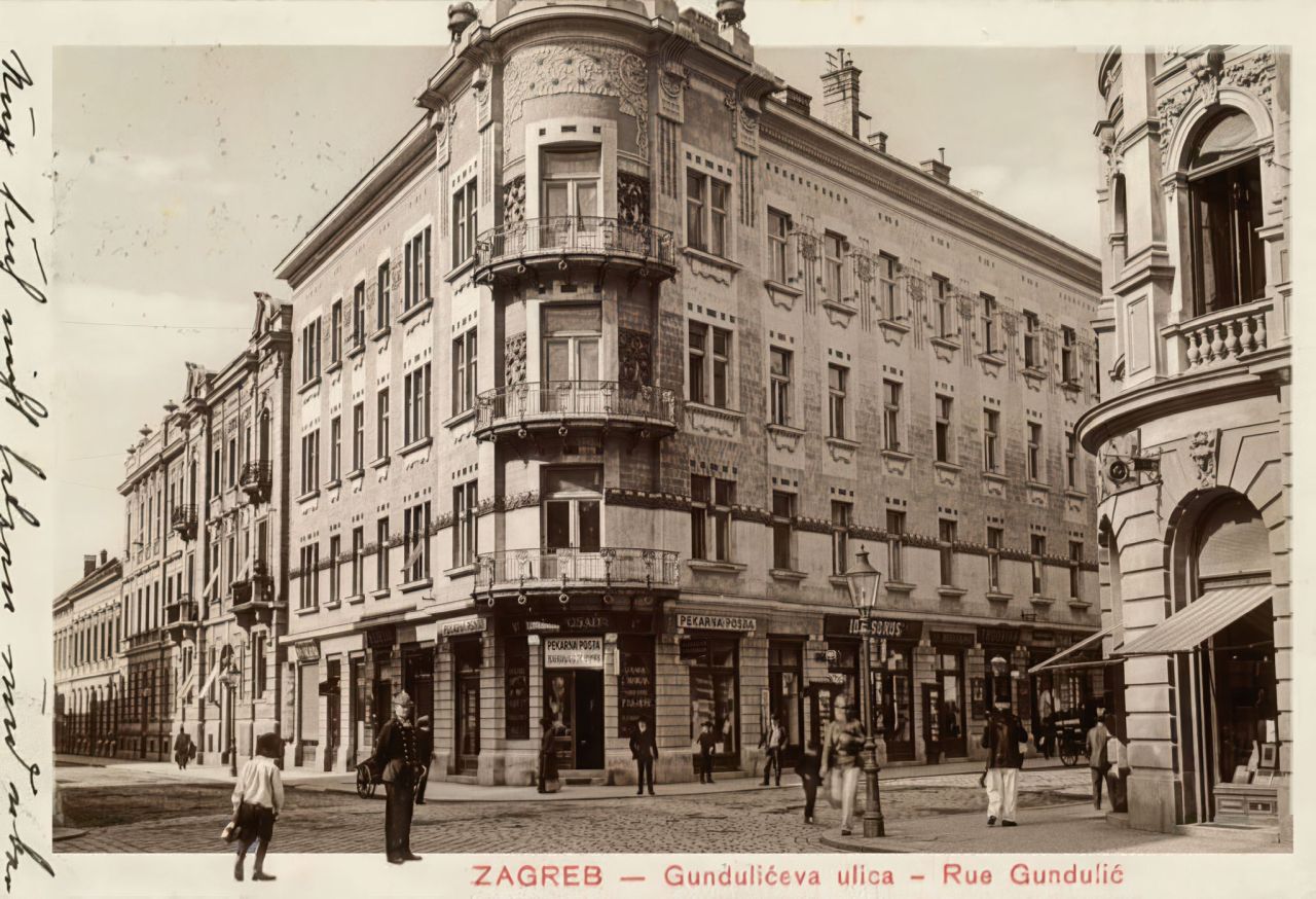 Palača Kallina (Gundulićeva 20, Masarykova), razglednica snimljena oko 1910